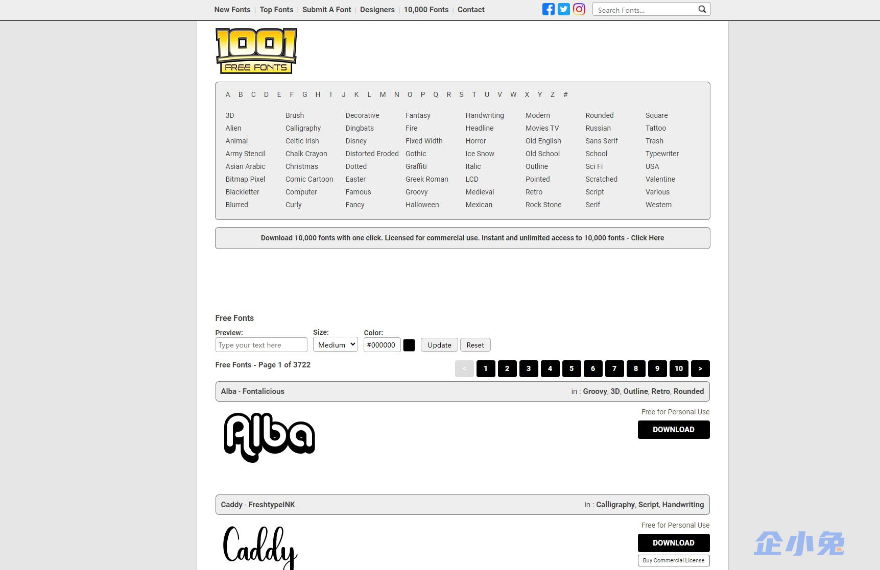 1001 free fonts